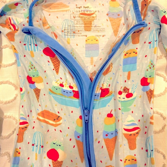 Little Sleepies Zippy two-way zip pajamas blue ice cream print - Picture 3 of 4